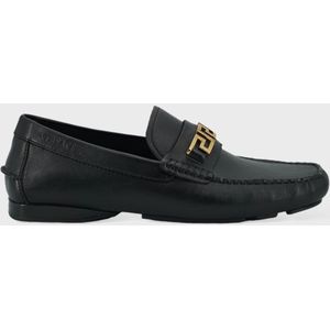 Versace Kalfleer Loafers Schoenen Zwart