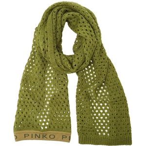 PINKO Groene Acryl Sjaal met Logo Print