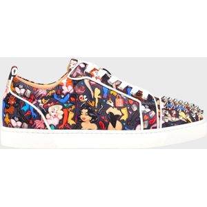 Christian Louboutin Louis Junior Orlato Satijn Meerkleurig Limited Edition Dr Bored Print Sneakers Met Studs