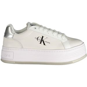 Calvin Klein Witte Polyester Sneaker Met Zilver