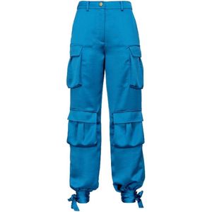 PINKO Blauw Polyester Cargo Broek met Meerdere Zakjes