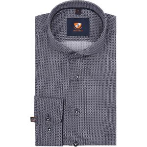 Suitable Hemd Twill Druck Navy - Größe 39