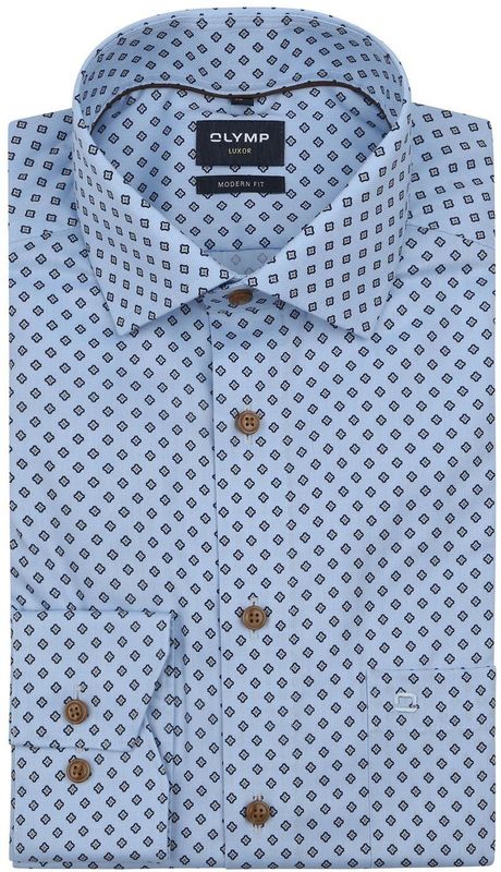 OLYMP Luxor Hemd Druck Hellblau - Größe 44