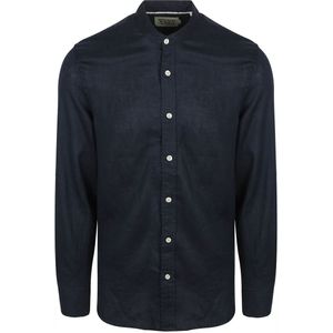 Scotch and Soda Leinen  Mao Hemd Navy - Größe XL