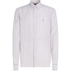 Tommy Hilfiger Hemd Leinen Streifen Beige - Größe M