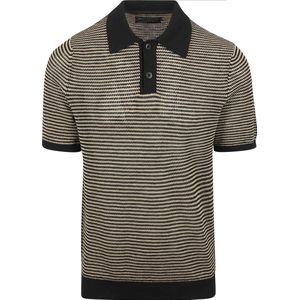 Marc O'Polo Knitted Poloshirt Streifen Schwarz Beige - Größe M
