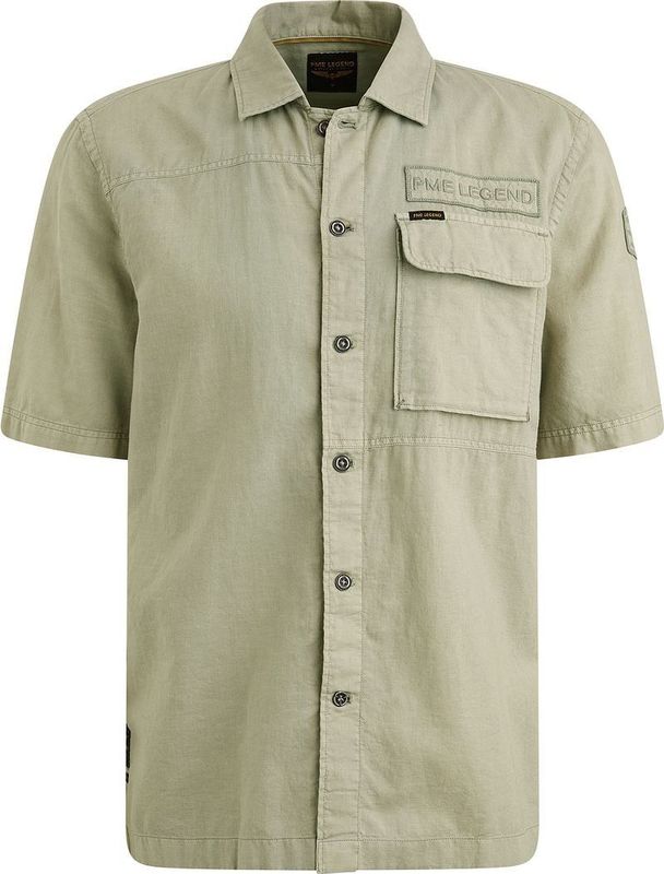 PME Legend Short Sleeve Hemd Linen Blend Grün - Größe 3XL