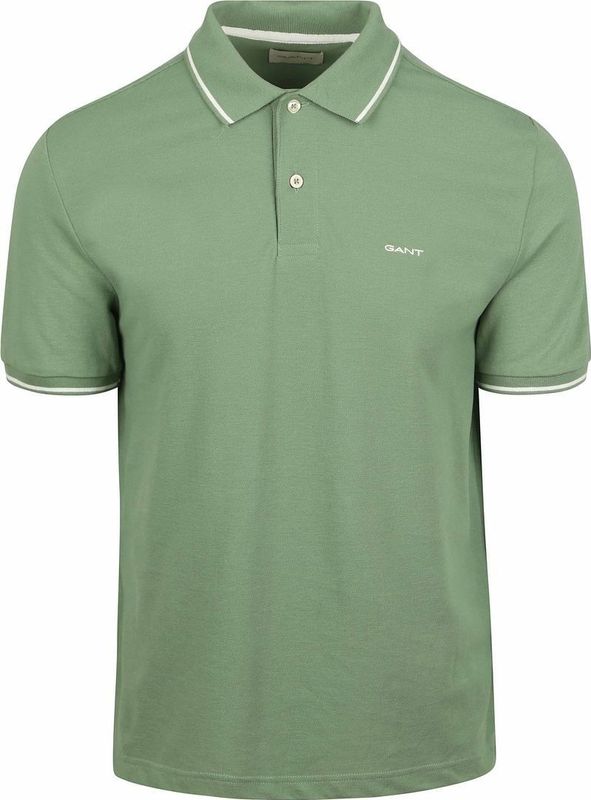 Gant Tipping Piqué Poloshirt Grün - Größe L