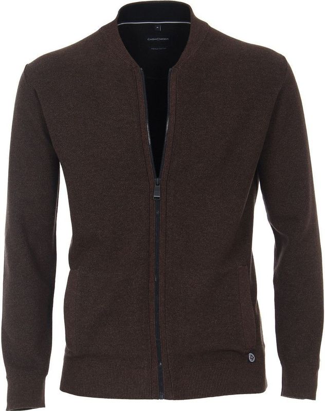 Casa Moda Zip Strickjacke Braun - Größe 5XL