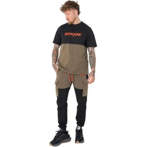 T-shirt met twee kleuren en geborduurd logo Sixth June