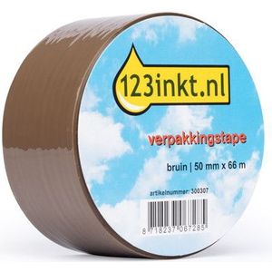 123inkt verpakkingstape bruin 50 mm x 66 m (1 rol)