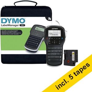 Dymo LabelManager 280 beletteringsysteem met draagkoffer (QWERTY) + 5 zwart op wit tapes