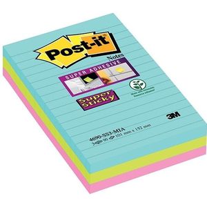 3M Post-it super sticky notes gelijnd Miami 101 x 152 mm (3 pack)
