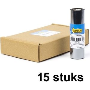 123inkt huismerk vervangt Aanbieding: 15x Zebra 2300 wax ribbon (02300GS11007) 110 mm x 74 m