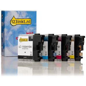 123inkt huismerk vervangt Brother LC-1100HYVALBP multipack zwart + 3 kleuren