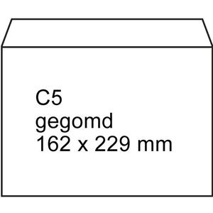 123inkt dienst envelop wit 162 x 229 mm - C5 gegomd (500 stuks)