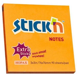 Stick'n extra sticky notes oranje 76 x 76 mm