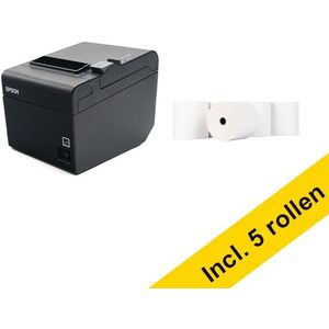 Epson TM-T20III (011) bonprinter zwart bundel met 123inkt kassarol 80x80x12 thermo wit (5 stuks)