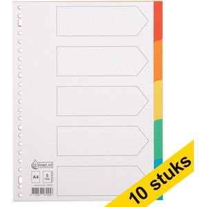 Aanbieding: 10x 123inkt kartonnen tabbladen A4 gekleurd met 5 tabs (23-gaats)