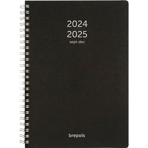 Brepols Bretime Polyprop 16 maanden agenda met weekindeling 2024-2025 zwart (1 week 2 pagina's) 6-talig