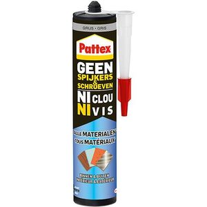 Pattex Geen Spijkers & Schroeven montagekit voor binnen en buiten grijs (390 gram)