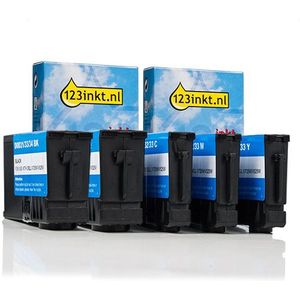 Dell series 33 aanbieding: 592-11812, 13, 14, 15 2x zwart + 3 kleuren Inktcartridge (123inkt huismerk)