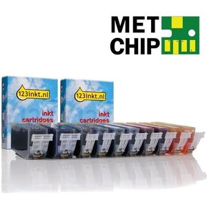 Canon aanbieding: 2 x PGI-525PGBK + 2 x CLI-526BK/C/M/Y met chip (2 zwart + 3 kleuren) Inktcartridge (123inkt huismerk)