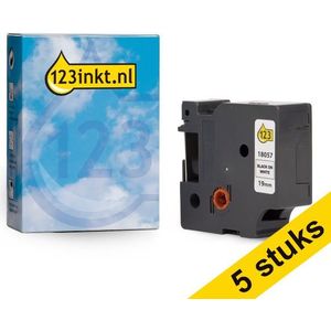 Aanbieding: 5x Dymo S0718330 / 18057 IND Rhino tape krimpkous zwart op wit 19 mm (123inkt huismerk)