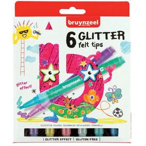 Bruynzeel Kids Glitter viltstiften (6 stuks)