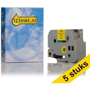 Aanbieding: 123inkt huismerk vervangt 5x Brother TZe-S651 extra klevend tape zwart op geel 24 mm