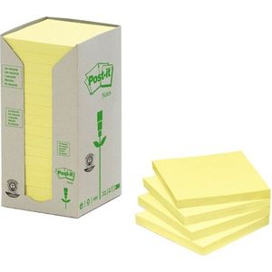 3M Post-it gerecyclede notes toren geel 76 x 76 mm (16 pack)