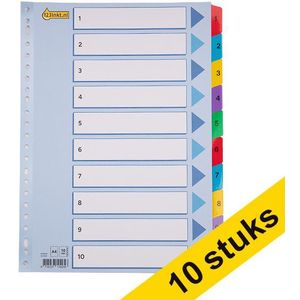 Aanbieding: 10x 123inkt kartonnen tabbladen A4 met 10 tabs (23-gaats)