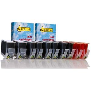 Inktcartridge Canon aanbieding: 2 x PGI-7BK + 2 x PGI-9PBK/C/M/Y met chip (2 zwart + 3 kleuren) (123inkt huismerk)