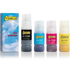 Canon GI-55 aanbieding zwart + 3 kleuren Inktcartridge (123inkt huismerk)