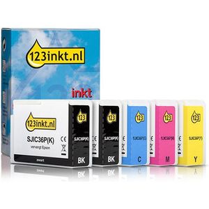 Epson aanbieding: SJIC36P serie 2x zwart + 3 kleuren Inktcartridge (123inkt huismerk)