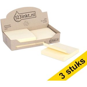Aanbieding: 3x 123inkt gerecyclede zelfklevende notes geel 76 x 76 mm (18 pack)
