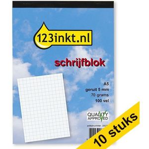 Aanbieding: 10x 123inkt schrijfblok A5 geruit 5 mm 70 grams 100 vel