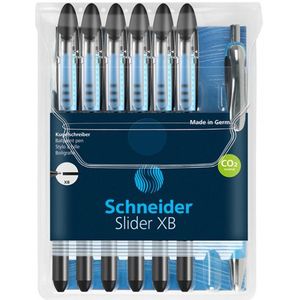 Schneider Slider Basic XB balpen zwart (6 stuks) + Slider Rave balpen zwart (1 stuk)