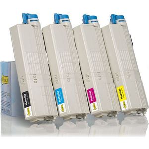 Toner OKI aanbieding: 46490608, 07, 06, 05 zwart + 3 kleuren (123inkt huismerk)