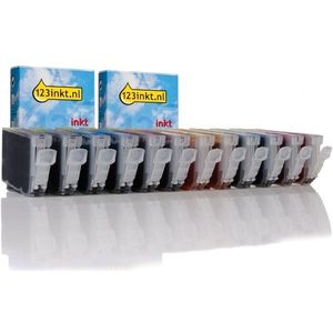 Canon aanbieding: 2 x CLI-8 serie zonder chip (zwart + 5 kleuren) Inktcartridge (123inkt huismerk)