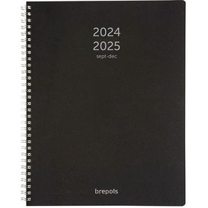 Brepols Polyprop 16 maanden agenda A4 met weekindeling 2024-2025 zwart (1 week 2 pagina's) 4-talig