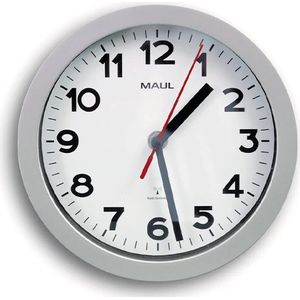 Maul Step radiogestuurde kunststof wandklok grijs met witte wijzerplaat (Ø 20 cm)