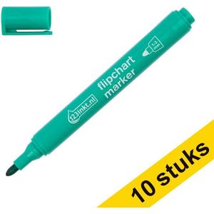 Aanbieding: 10x 123inkt flipchart marker groen (1 - 3 mm rond)