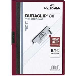 Durable Duraclip klemmap donkerrood A4 voor 30 pagina's