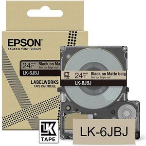 Epson LK-6JBJ matte tape zwart op beige 24 mm (origineel)