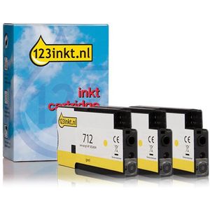123inkt huismerk vervangt HP 712 (3ED79A) geel multipack 3 stuks