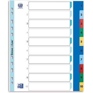 Oxford gekleurde plastic indexen A4 XL met 10 tabs (11-gaats)