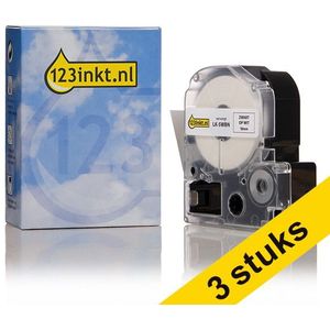 Aanbieding: 3x Epson LK-5WBN tape zwart op wit 18 mm (123inkt huismerk)