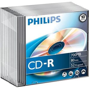 Philips cd-r 80 min. 10 stuks in slimline doosjes