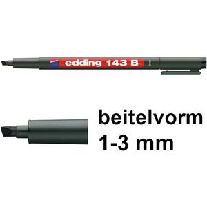 Edding 143B permanent marker zwart (1 - 3 mm beitel)